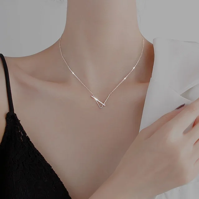 Simple Geometric Necklace Female Clavicle Chain Silver - Shop at LoveMi