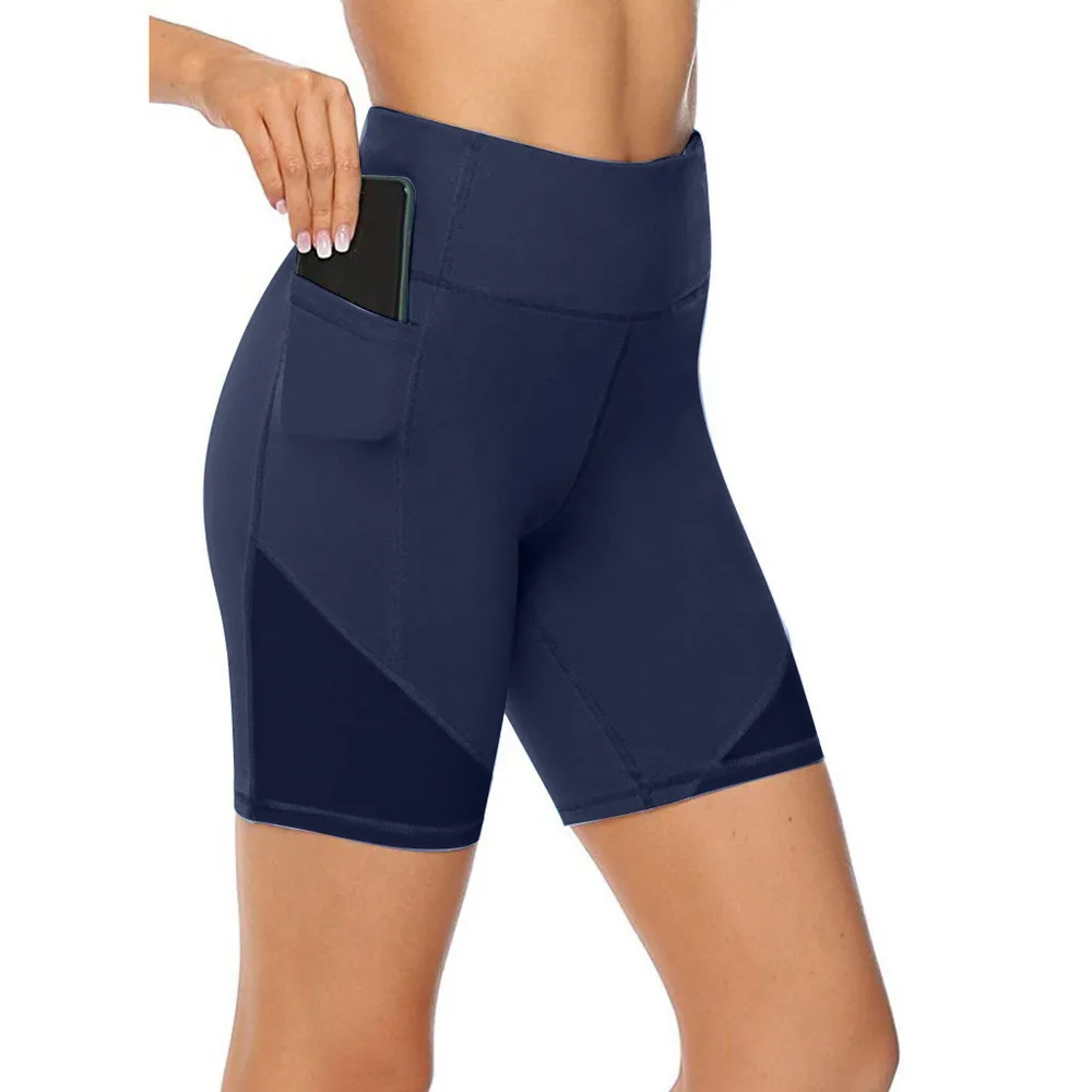 Pure Color Loose Thin Mesh Stitching Casual Yoga Shorts Blue - Shop at LoveMi