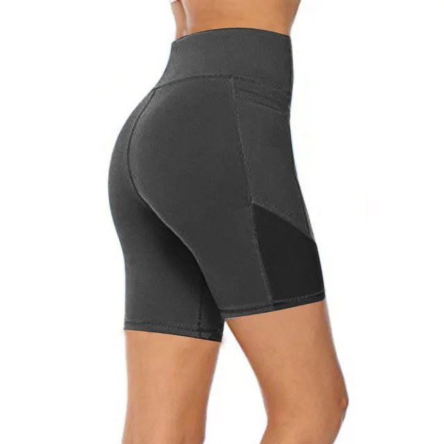 Pure Color Loose Thin Mesh Stitching Casual Yoga Shorts Dark Grey - Shop at LoveMi