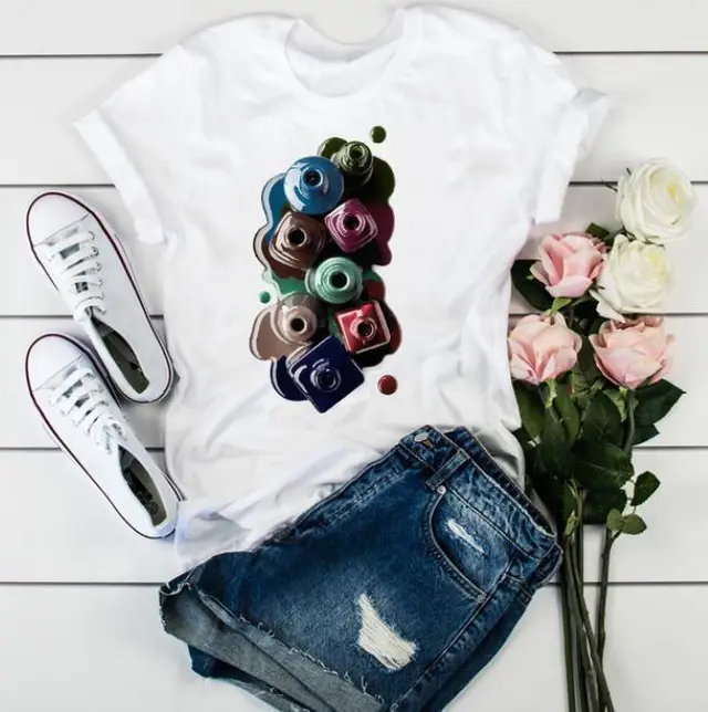 Summer Short Sleeve Fashion Graphic T Shirt Top Women G - Shop at LoveMi