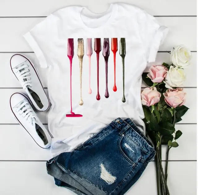 Summer Short Sleeve Fashion Graphic T Shirt Top Women H - Shop at LoveMi