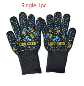 High Temperature And Fireproof Barbecue Household Baking Gloves - Early Morning Twotone Long - View 1