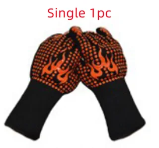 High Temperature And Fireproof Barbecue Household Baking Gloves - Orange Flame