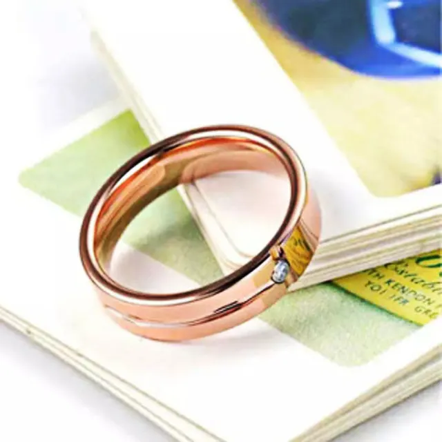 European And American Tungsten Gold Ring Trend Rose Gold Slotted Zircon Tungsten Steel Jewelry 4Mm - Shop at LoveMi