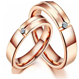 European And American Tungsten Gold Ring Trend Rose Gold Slotted Zircon Tungsten Steel Jewelry - 8Mm