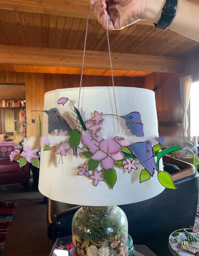 Birds In The Night Sky Painted Acrylic Window Ornaments 2Style - Shop at LoveMi