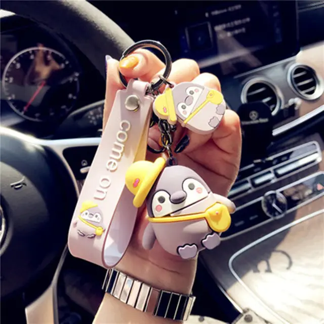 Creative Cartoon Cute Penguin Keychain Couple Pendant Yellow - Shop at LoveMi