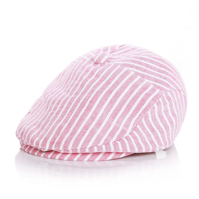 Sun Hat Spring Autumn And Winter Woolen Baby Striped Pink - Shop at LoveMi