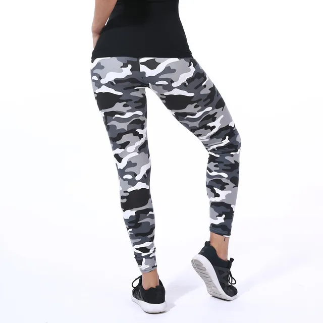 European And American Fashion Camouflage Letter Printed Flower Leggings White - Shop at LoveMi