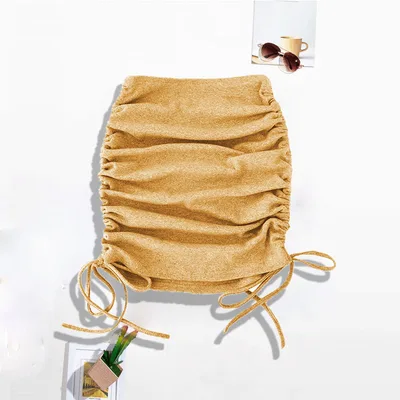 Hip Packed Short Skirt Anti Glare Tight Sexy Short Skirt Khaki - Shop at LoveMi