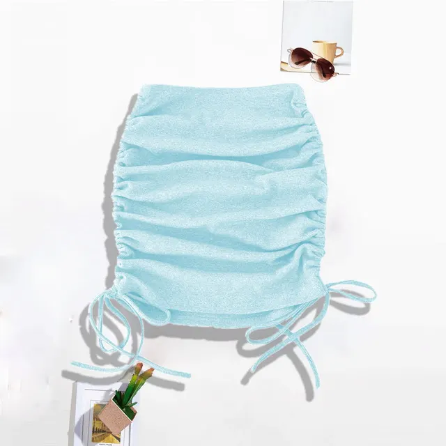 Hip Packed Short Skirt Anti Glare Tight Sexy Short Skirt Light Blue - Shop at LoveMi