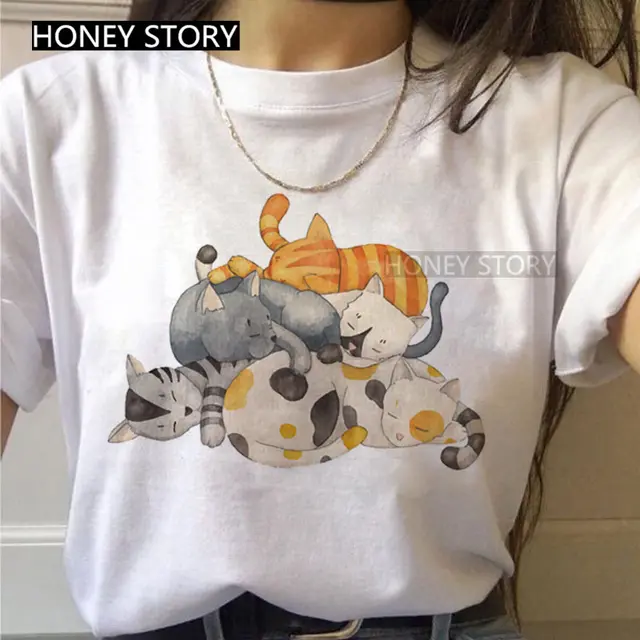 Summer Cute Cartoon Cat Instagram Trend Simple Fashion O - Shop at LoveMi