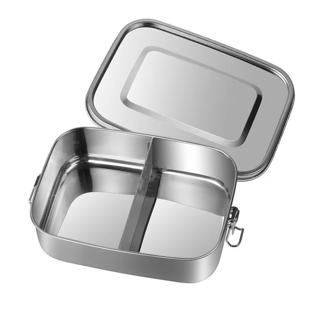 Sealed And Leak Proof Stainless Steel Lunch Box Rectangular Three Grid Double Buckle Lunch Box Two Grid - Shop at LoveMi