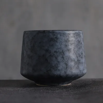 Creative Ceramic Coffee Cup Nordic Style Handy Cup Small Tea Cup Stoneware Hand painted Necked Cup Gray Blue - Shop at LoveMi