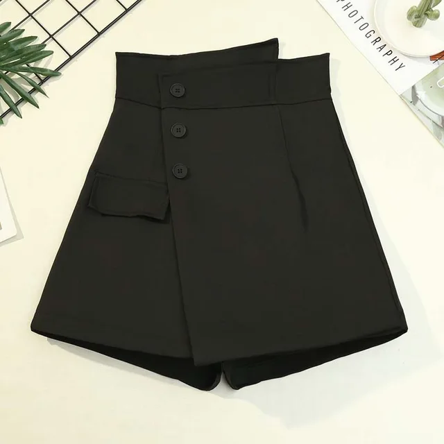 Irregular Design Half length Skirt A line Wide leg Casual Hakama Black - Shop at LoveMi