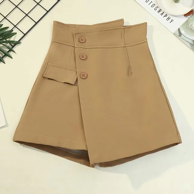 Irregular Design Half length Skirt A line Wide leg Casual Hakama Brown - Shop at LoveMi