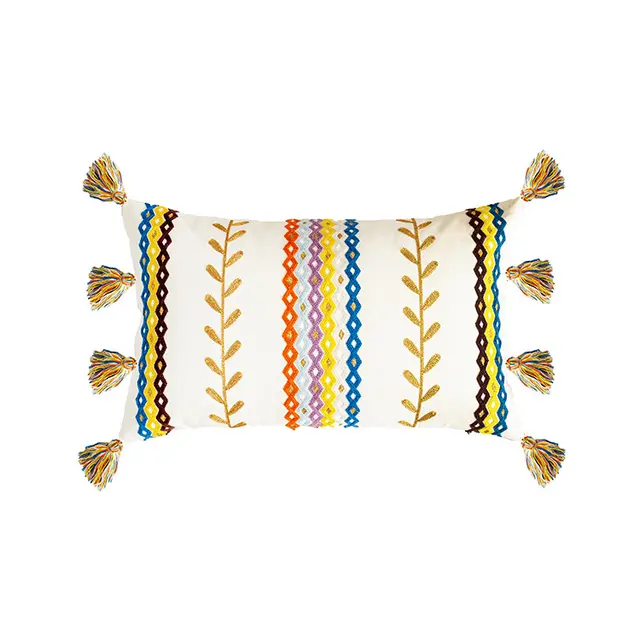 Cotton Embroidered Model Room Waist Pillow White - Shop at LoveMi