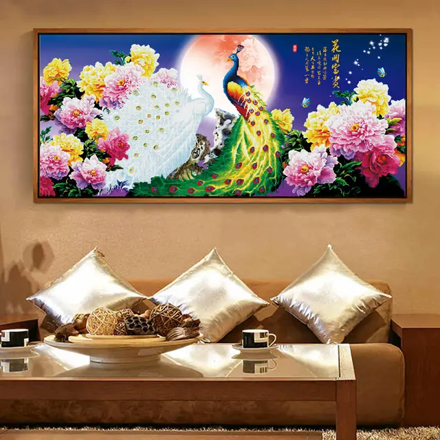 Round Diamond Blooming Rich Peacock Full Rhinestone 5D Diamond Painting Cross Stitch Round - Shop at LoveMi