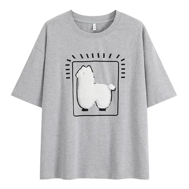 The New Cute Age Reducing Sheep Pattern Blouse Grey - Shop at LoveMi
