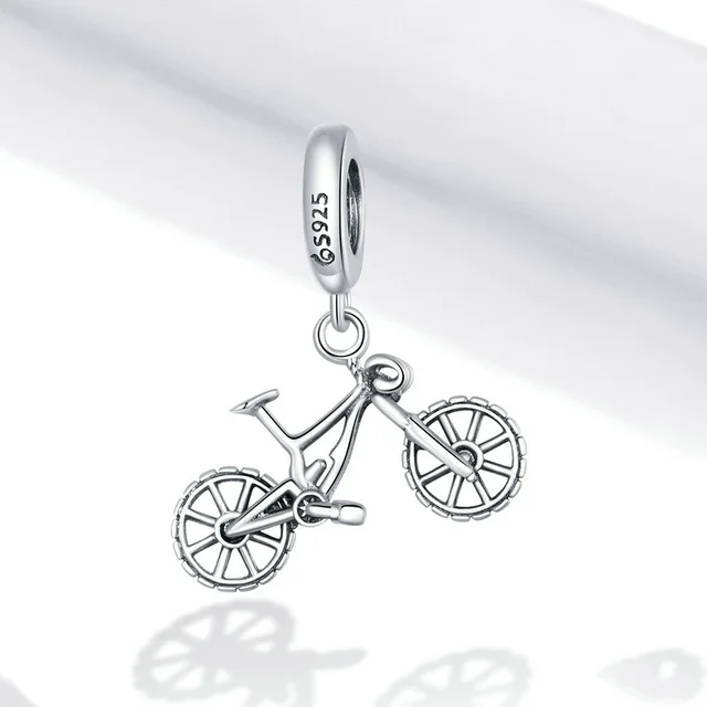 S925 Sterling Silver Cool Mountain Bike Pendant Bracelet Simple Fashion Bicycle Tool Pendant Jewelry Accessory Sliver - Shop at LoveMi