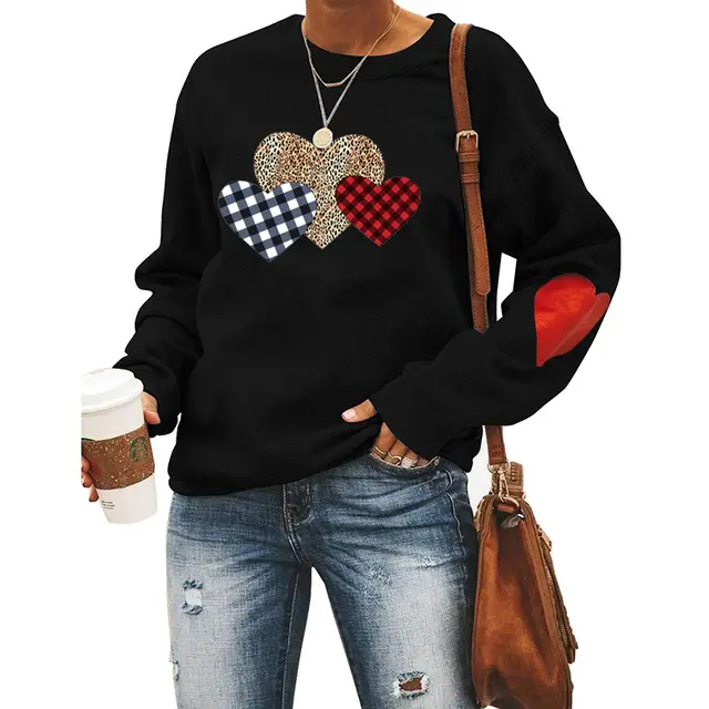 New Love Leopard Print Round Neck Printed Long Sleeve Top Black - Shop at LoveMi