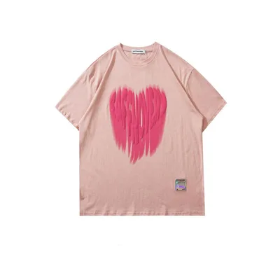 New Loose Letter Love Short Sleeved T Shirt Powder L - Shop at LoveMi