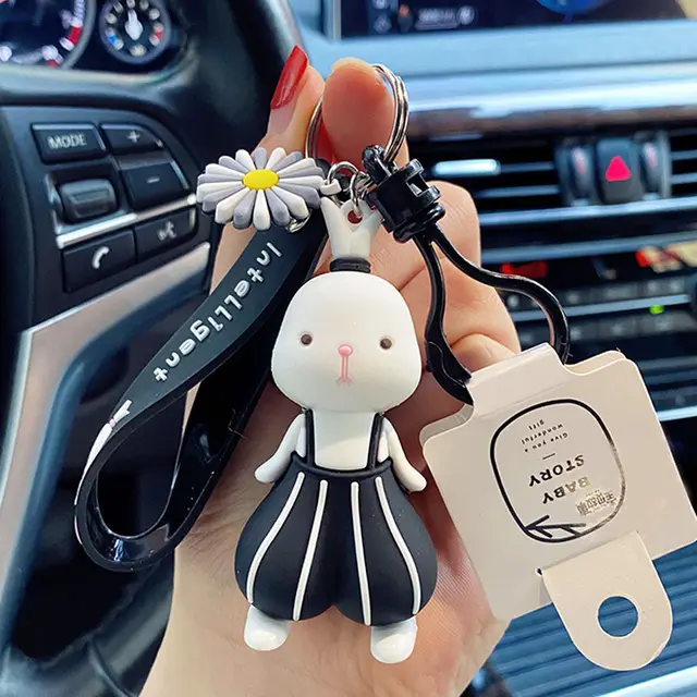 Original Cartoon Sandy Rabbit Keychain Female Cute Bag Pendant Black - Shop at LoveMi