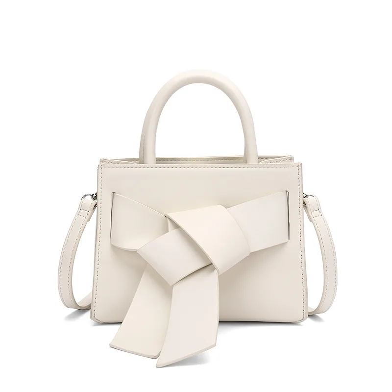 Niche Design Knotted Simple Female Bag Portable Small Square Bag New Fashion All Match Single Shoulder Messenger Bag White - Shop at LoveMi