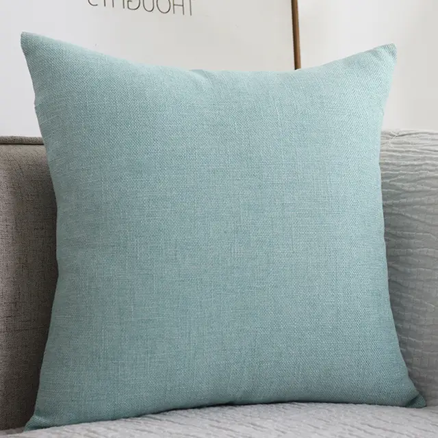 Plain Cotton Linen Sofa Cushion Thickened Square Pillow Light Blue - Shop at LoveMi