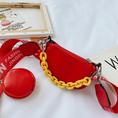 Messenger Bag Western Style Net Red Chain Portable Coin Purse Red - Shop at LoveMi