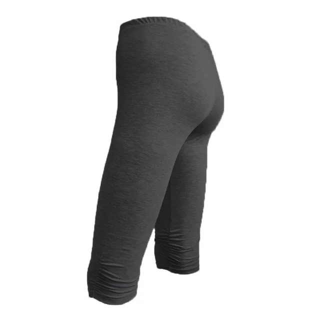 Cropped Pleated Cotton Plus Size Leggings Dark Grey - Shop at LoveMi