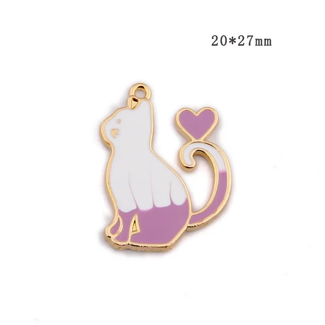 Alloy Dripping Cartoon Love Cat Earrings Purple - Shop at LoveMi