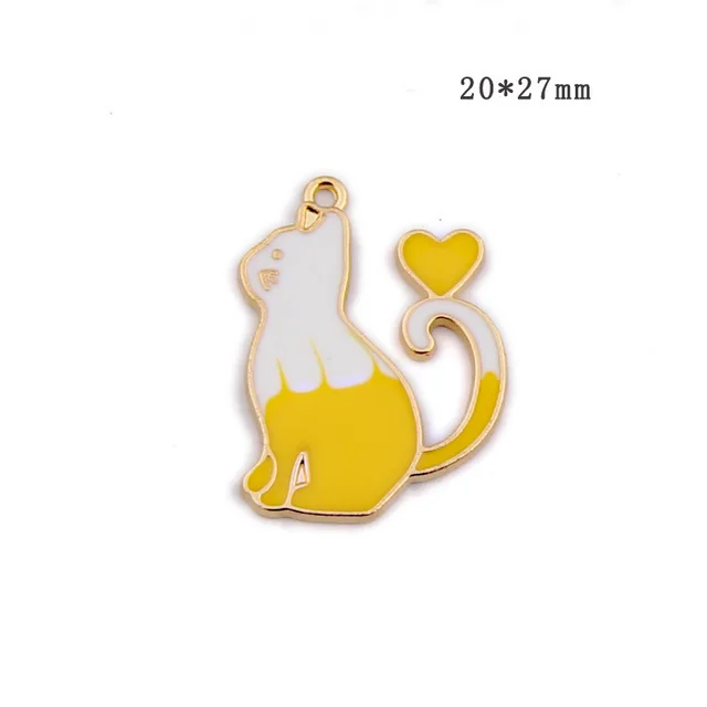 Alloy Dripping Cartoon Love Cat Earrings Yellow - Shop at LoveMi