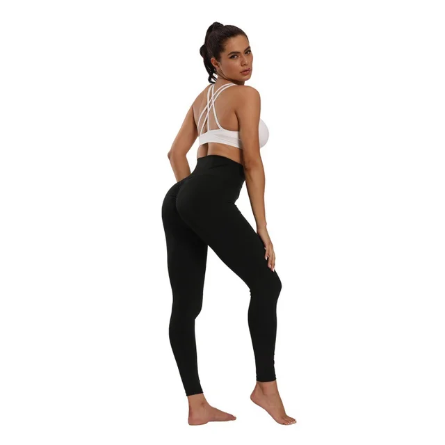 Women's Stitching Slim Peach Yoga Pants Fitness Exercise Leggings Black - Shop at LoveMi
