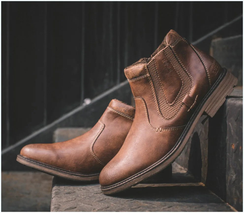 Men's Ankle Zipper Boots Winter Warm Shoes Men's Boots Men'S Ankle Zipper Boots Winte - Shop at LoveMi