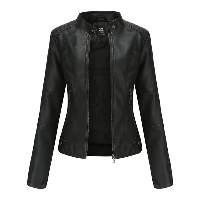 Women'S Leather Dress Slim Jacket Spring Autumn Coat Black - Shop at LoveMi