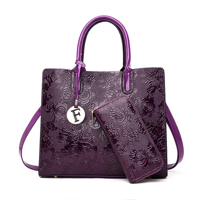 New Fashion Retro Flower Women's Bags Women's Handbags Shoulder Messenger Bag Picture Purple - Shop at LoveMi