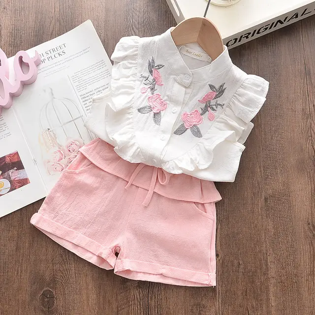 Striped Wide Leg Pants Korean Fashion Girls Two Piece Suit Pink - Shop at LoveMi