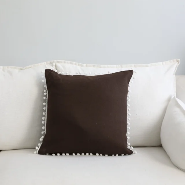 Geometric Cotton Linen Waist Pillow Pillow Cushion Waist Pillow Coffee White Balll - Shop at LoveMi
