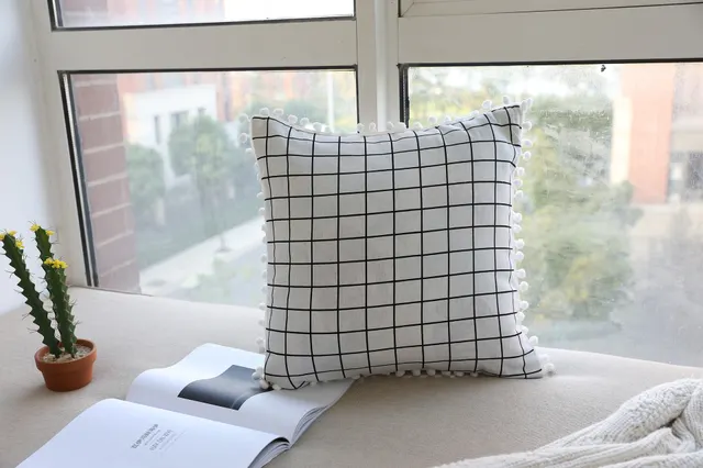Geometric Cotton Linen Waist Pillow Pillow Cushion Waist Pillow White - Shop at LoveMi