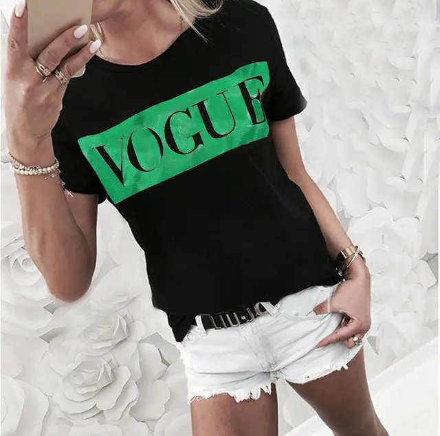 Printed Round Neck Short Sleeved Top T Shirt 6Style - Shop at LoveMi