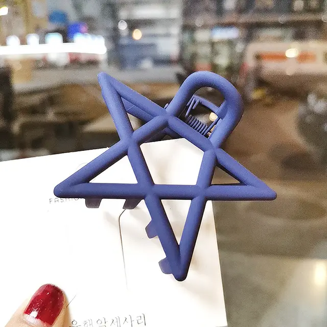 Simple Large Frosted Hollow Five Pointed Star Clip Royal - Shop at LoveMi
