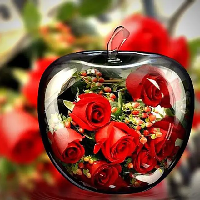 Full Square Round Diamond Diamond Painting Apple Flower Landscape Cross Stitch Yellow - Shop at LoveMi