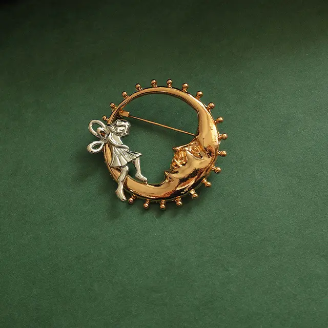 Vintage Fine Moon Badge Sun God Round Oil Drop Brooch - Shop at LoveMi