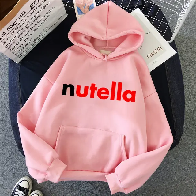 Ladies Sweatshirt Hoodie Casual Printed Top Pink - Shop at LoveMi