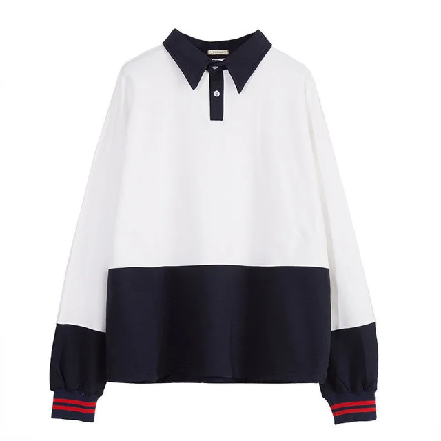 Long Sleeve T shirt Women''s Pure Cotton Sleeve Korean Base Polo Shirt Loose Top White - Shop at LoveMi