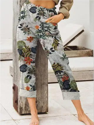 Ladies Casual Pants Cotton And Linen Casual Pants - Colourful