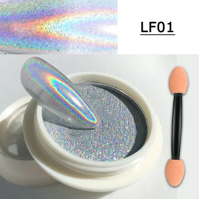 Manicure Solid Magic Mirror Powder European And American Aurora Aperture Laser Mirror Powder With Brush Set - Solid Magic Mirror Powder Lf01