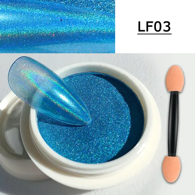 Manicure Solid Magic Mirror Powder European And American Aurora Aperture Laser Mirror Powder With Brush Set Solid Magic Mirror Powder Lf03 - Shop at LoveMi