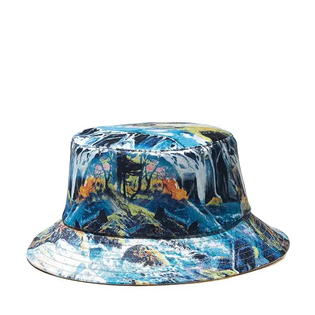 Landscape Painting Print Fisherman Hat Blue - Shop at LoveMi